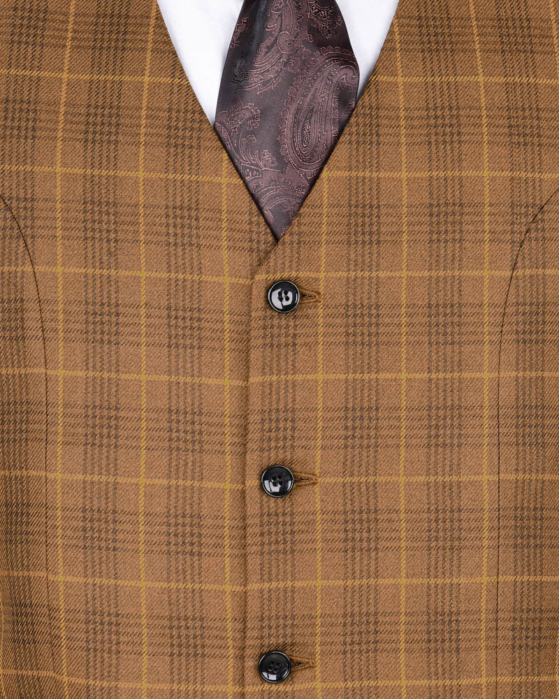 Cape Palliser Brown Subtle Checked Waistcoat