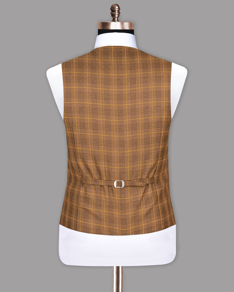 Cape Palliser Brown Subtle Checked Waistcoat