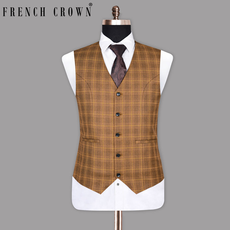 Cape Palliser Brown Subtle Checked Waistcoat