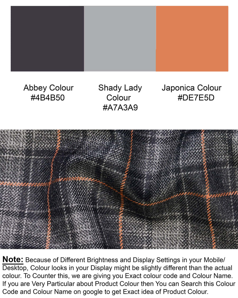 Shady Lady Grey Tonal Plaid with Orange plaid Waistcoat