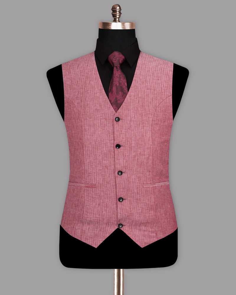 Pink Herringbone Luxurious Linen Waistcoat V1129-40, V1129-50, V1129-36, V1129-42, V1129-44, V1129-46, V1129-48, V1129-58, V1129-52, V1129-54, V1129-38, V1129-56, V1129-60