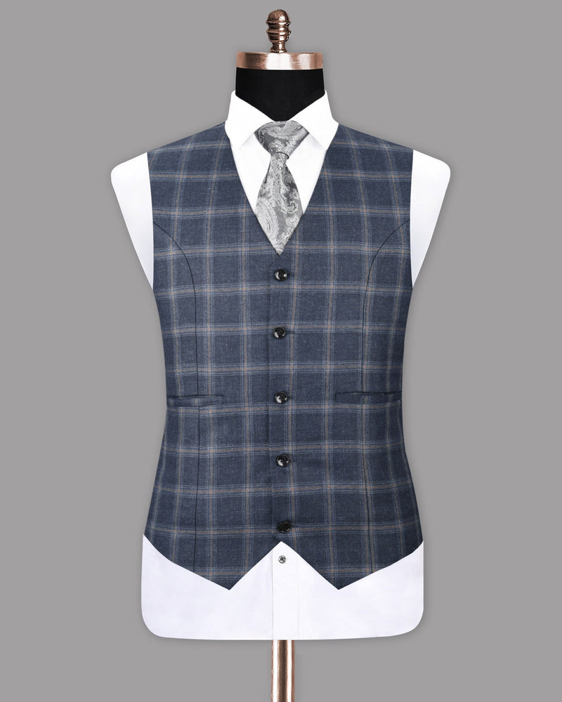 Cloud Burst Blue with Makara Brown Wool Rich Waistcoat V1130-44, V1130-54, V1130-38, V1130-46, V1130-50, V1130-42, V1130-58, V1130-36, V1130-40, V1130-48, V1130-56, V1130-52, V1130-60