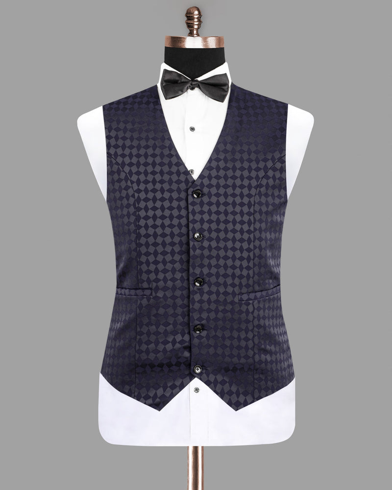 Ship Gray and Charade Blue Diamond Pattern Wool Rich Waistcoat V1218-36, V1218-38, V1218-40, V1218-42, V1218-44, V1218-46, V1218-48, V1218-50, V1218-52, V1218-54, V1218-56, V1218-58, V1218-60