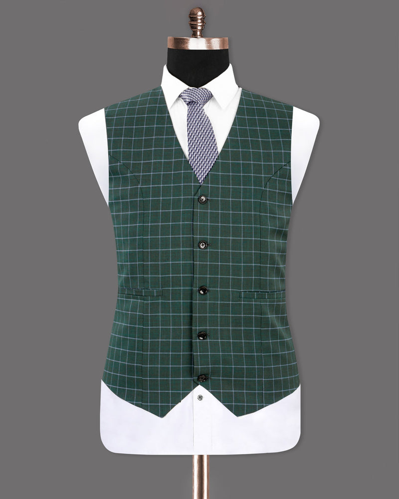 Cable Green Windowpane Wool Rich Waistcoat V1226-38, V1226-40, V1226-42, V1226-44, V1226-46, V1226-48, V1226-50, V1226-52, V1226-54, V1226-56, V1226-58, V1226-60, V1226-36