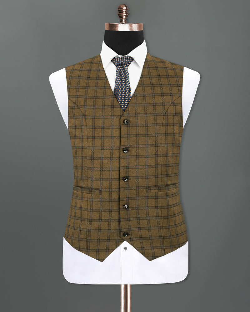 Milbrook Brown Plaid Wool Rich Waistcoat V1228-36, V1228-38, V1228-40, V1228-42, V1228-44, V1228-46, V1228-48, V1228-50, V1228-52, V1228-54, V1228-56, V1228-58, V1228-60