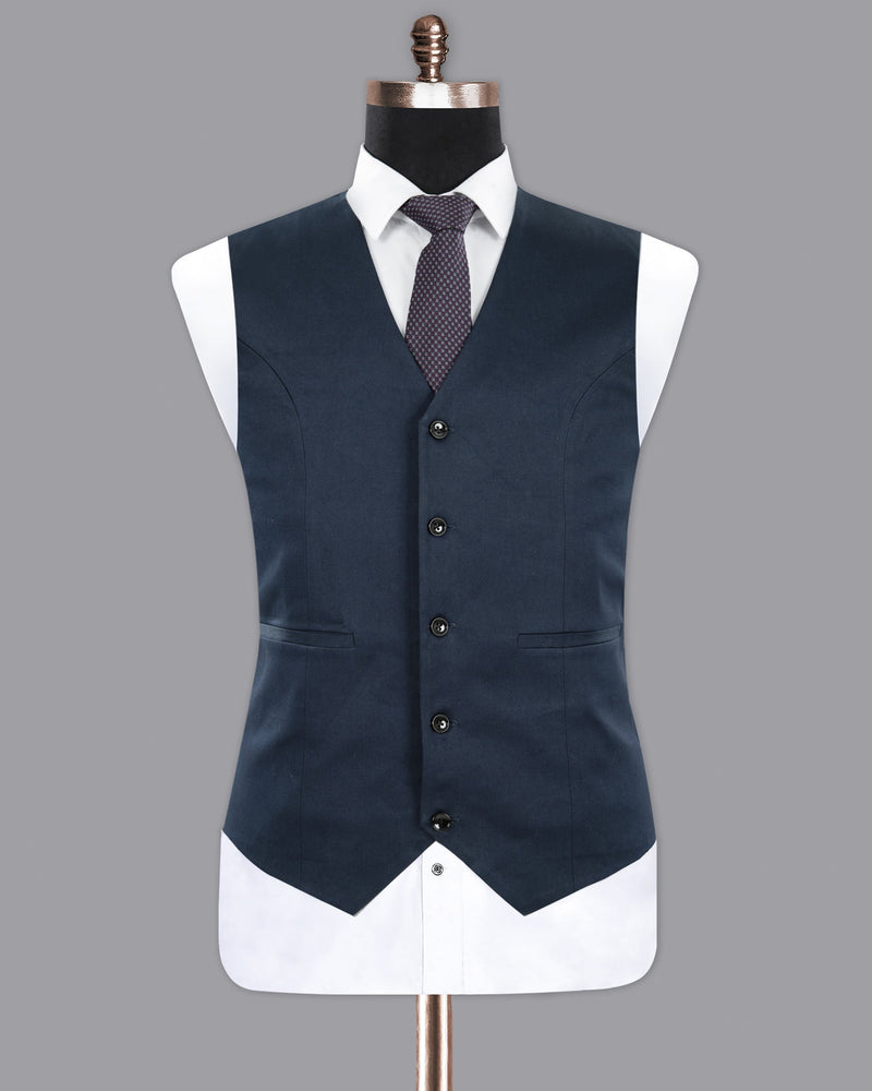 Outer Space Blue Premium Cotton Waistcoat V1262-36, V1262-38, V1262-40, V1262-42, V1262-44, V1262-46, V1262-48, V1262-50, V1262-52, V1262-54, V1262-56, V1262-58, V1262-60