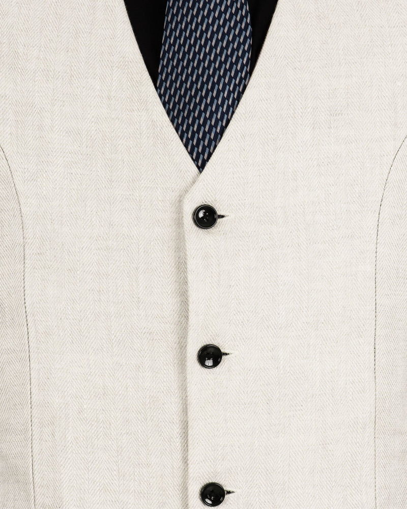 Merino Cream Herringbone Luxurious Linen Waistcoat