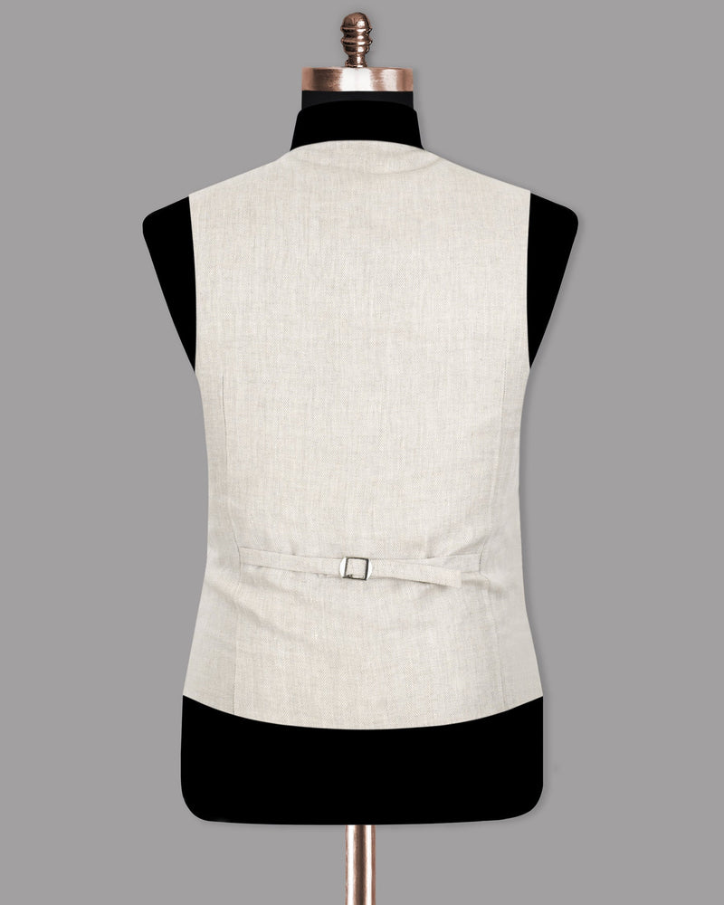 Merino Cream Herringbone Luxurious Linen Waistcoat