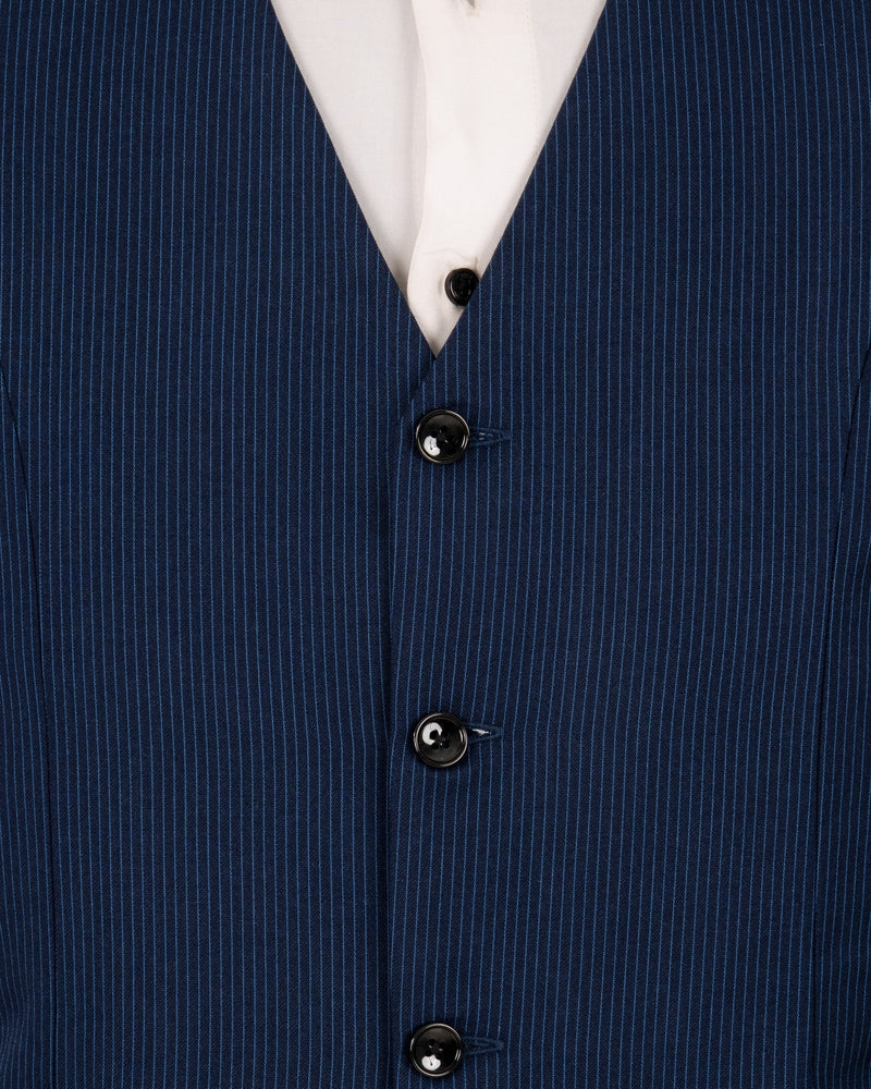 Midnight and Chambray blue Striped Woolrich Waistcoat