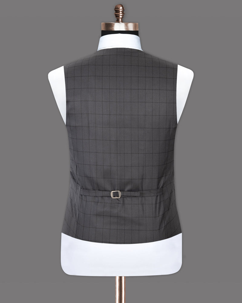 Fuscous Gray Windowpane Wool Rich Waistcoat