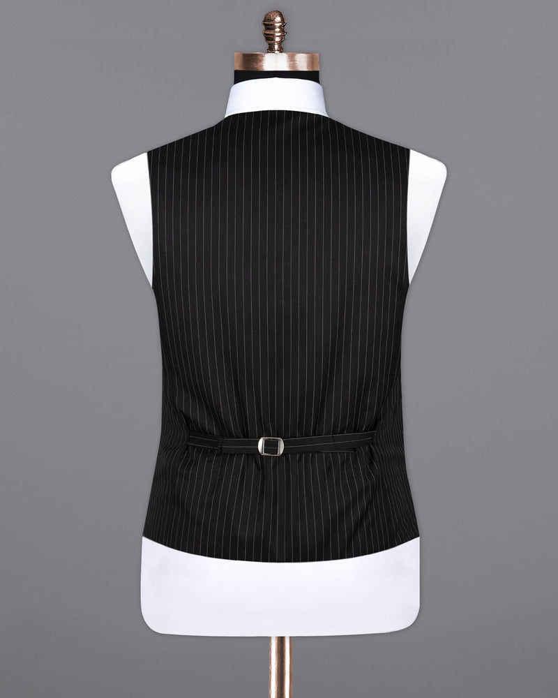 Piano Black Striped Woolrich Waistcoat