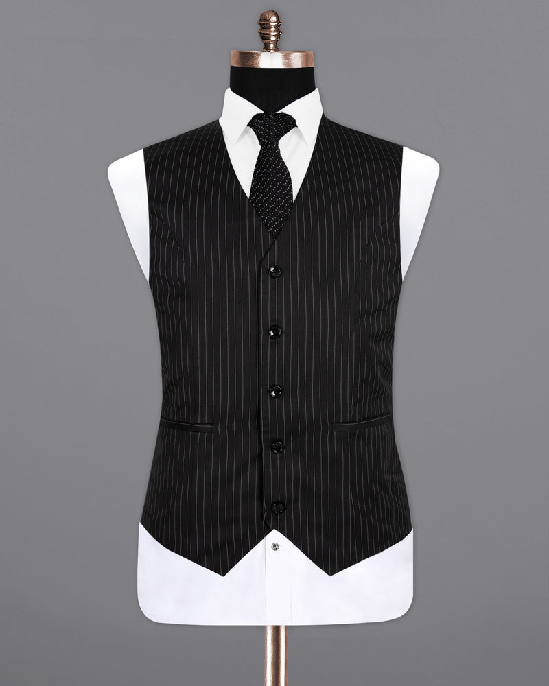 Piano Black Striped Woolrich Waistcoat V1296-36, V1296-38, V1296-40, V1296-42, V1296-44, V1296-46, V1296-48, V1296-52, V1296-54, V1296-58, V1296-60, V1296-50, V1296-56