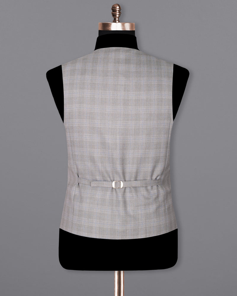 Nobel Grey Subtle Plaid Wool Rich Waistcoat