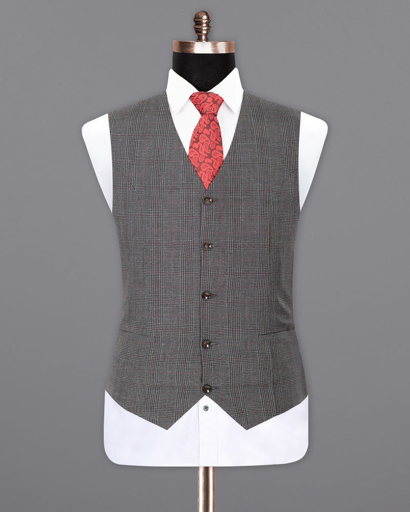 Scorpion Grey Subtle Plaid Wool Rich Waistcoat