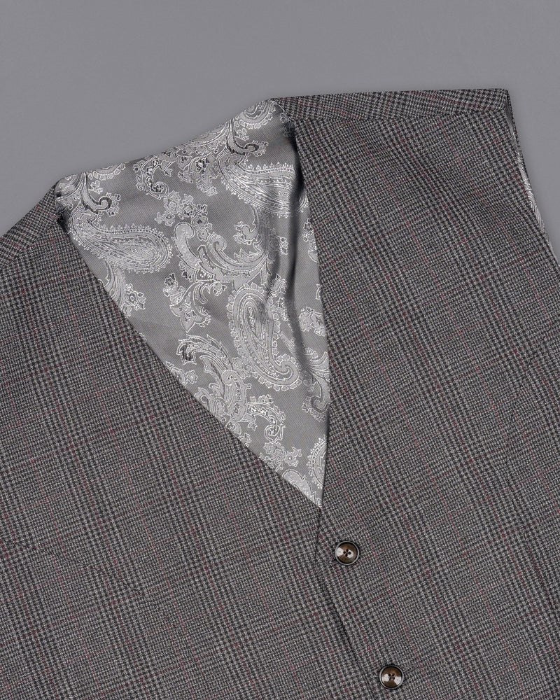 Scorpion Grey Subtle Plaid Wool Rich Waistcoat