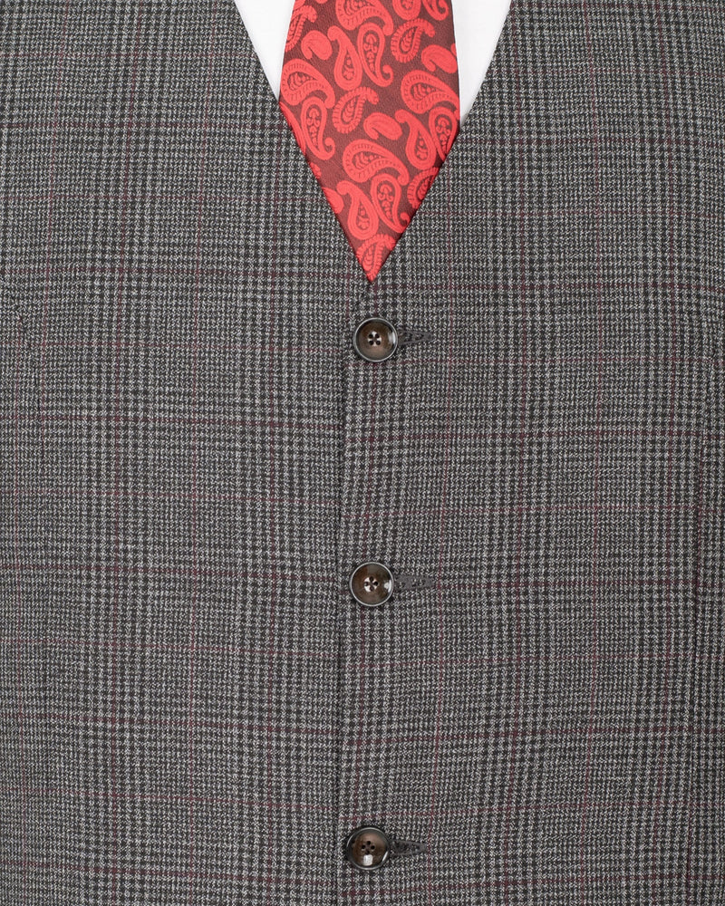 Scorpion Grey Subtle Plaid Wool Rich Waistcoat