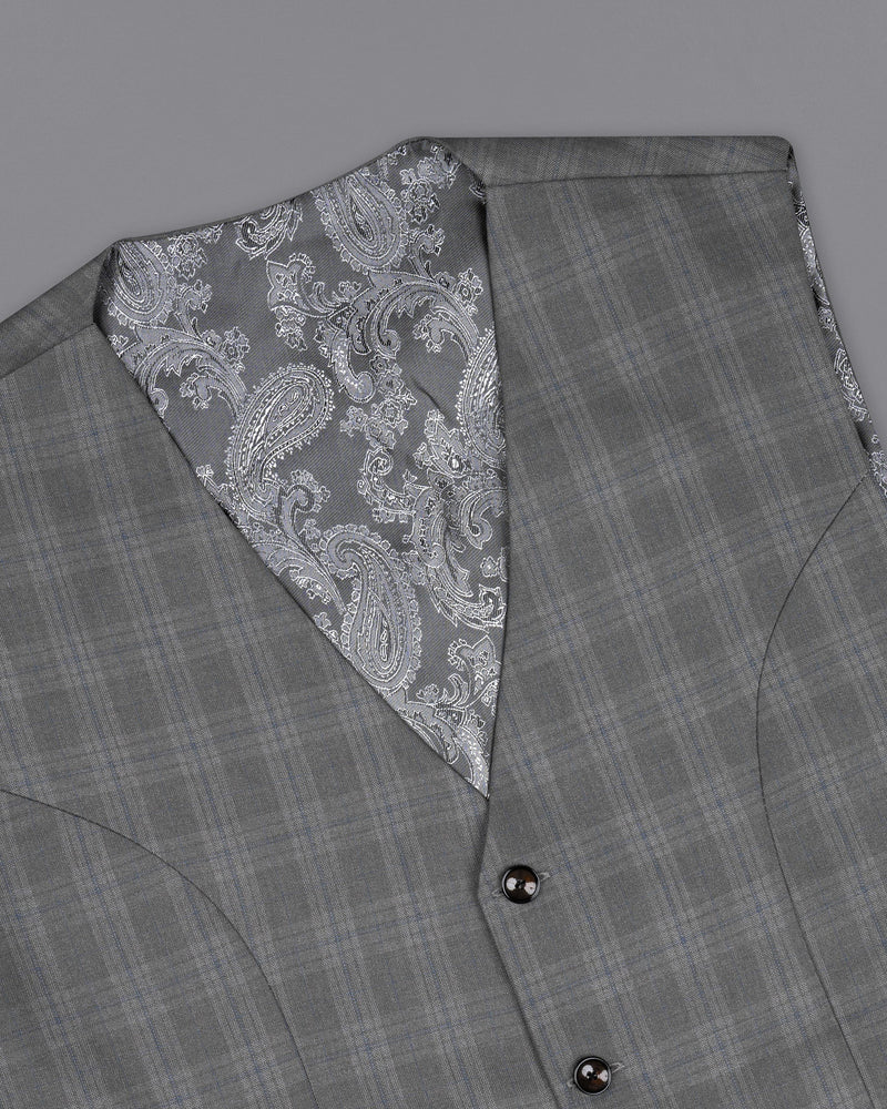 Gravel Grey Subtle Plaid Wool Rich Waistcoat