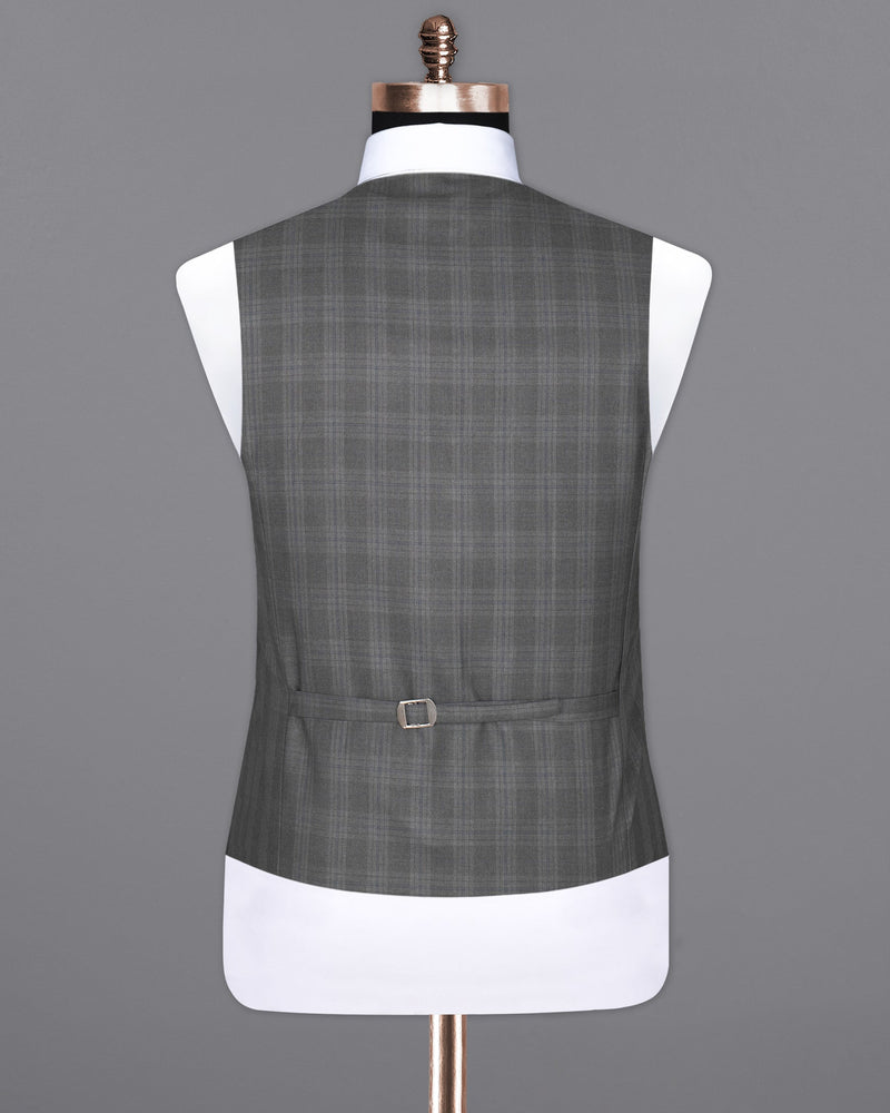 Gravel Grey Subtle Plaid Wool Rich Waistcoat