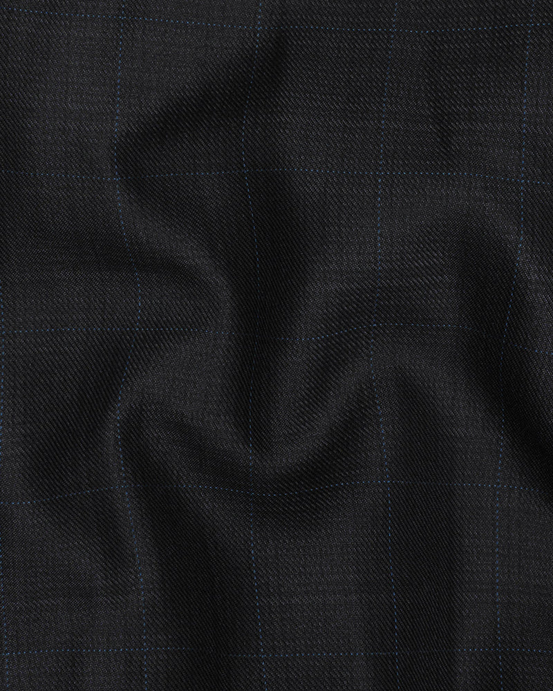 Log Cabin Black Subtle Plaid Wool Rich Waistcoat V1393-36, V1393-38, V1393-40, V1393-42, V1393-44, V1393-46, V1393-48, V1393-50, V1393-52, V1393-54, V1393-56, V1393-58, V1393-60