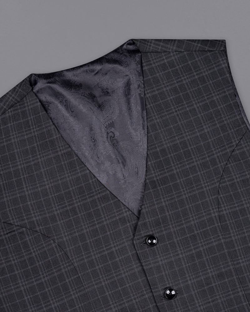 Star Dust and Shark Grey Plaid Wool rich Waistcoat V1408-36, V1408-38, V1408-40, V1408-42, V1408-44, V1408-46, V1408-48, V1408-50, V1408-52, V1408-54, V1408-56, V1408-58, V1408-60