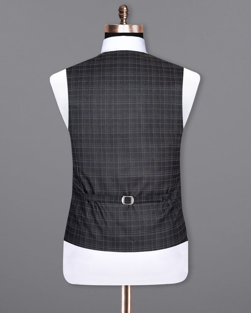 Star Dust and Shark Grey Plaid Wool rich Waistcoat V1408-36, V1408-38, V1408-40, V1408-42, V1408-44, V1408-46, V1408-48, V1408-50, V1408-52, V1408-54, V1408-56, V1408-58, V1408-60