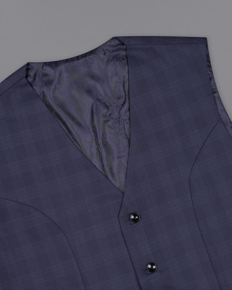 Martinique Blue Wool Rich Plaid Waistcoat V1415-36, V1415-38, V1415-40, V1415-42, V1415-44, V1415-46, V1415-48, V1415-50, V1415-52, V1415-54, V1415-56, V1415-58, V1415-60