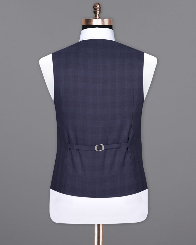 Martinique Blue Wool Rich Plaid Waistcoat V1415-36, V1415-38, V1415-40, V1415-42, V1415-44, V1415-46, V1415-48, V1415-50, V1415-52, V1415-54, V1415-56, V1415-58, V1415-60