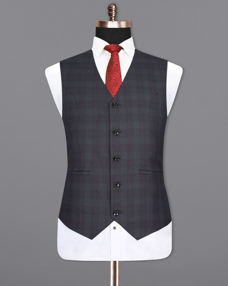 Navy Plaid Wool Rich Waistcoat V1447-36, V1447-38, V1447-40, V1447-42, V1447-44, V1447-46, V1447-48, V1447-50, V1447-52, V1447-54, V1447-56, V1447-58, V1447-60