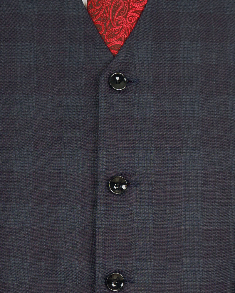 Navy Plaid Wool Rich Waistcoat V1447-36, V1447-38, V1447-40, V1447-42, V1447-44, V1447-46, V1447-48, V1447-50, V1447-52, V1447-54, V1447-56, V1447-58, V1447-60