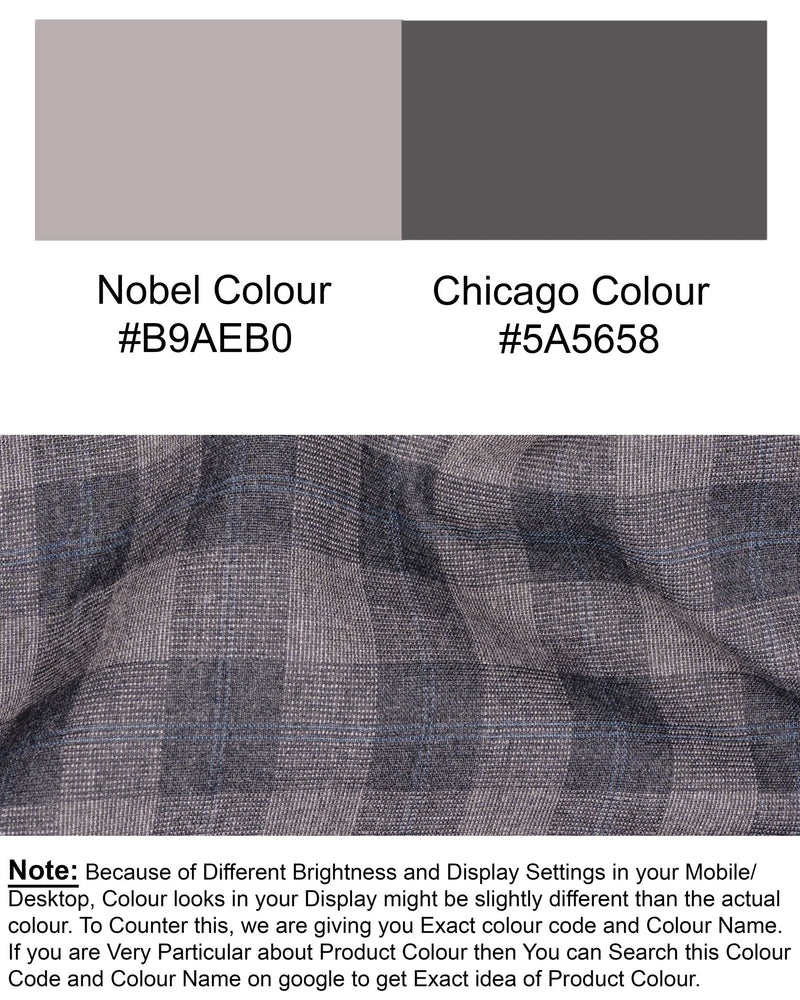 Nobel and Chicago Grey Plaid Wool Rich Waistcoat V1455-36, V1455-38, V1455-40, V1455-42, V1455-44, V1455-46, V1455-48, V1455-50, V1455-52, V1455-54, V1455-56, V1455-58, V1455-60