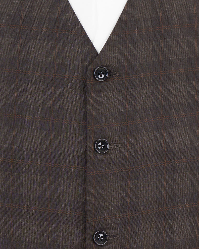 Thunder and Spice Brown Plaid Wool Rich Waistcoat V1458-36, V1458-38, V1458-40, V1458-42, V1458-44, V1458-46, V1458-48, V1458-50, V1458-52, V1458-54, V1458-56, V1458-58, V1458-60