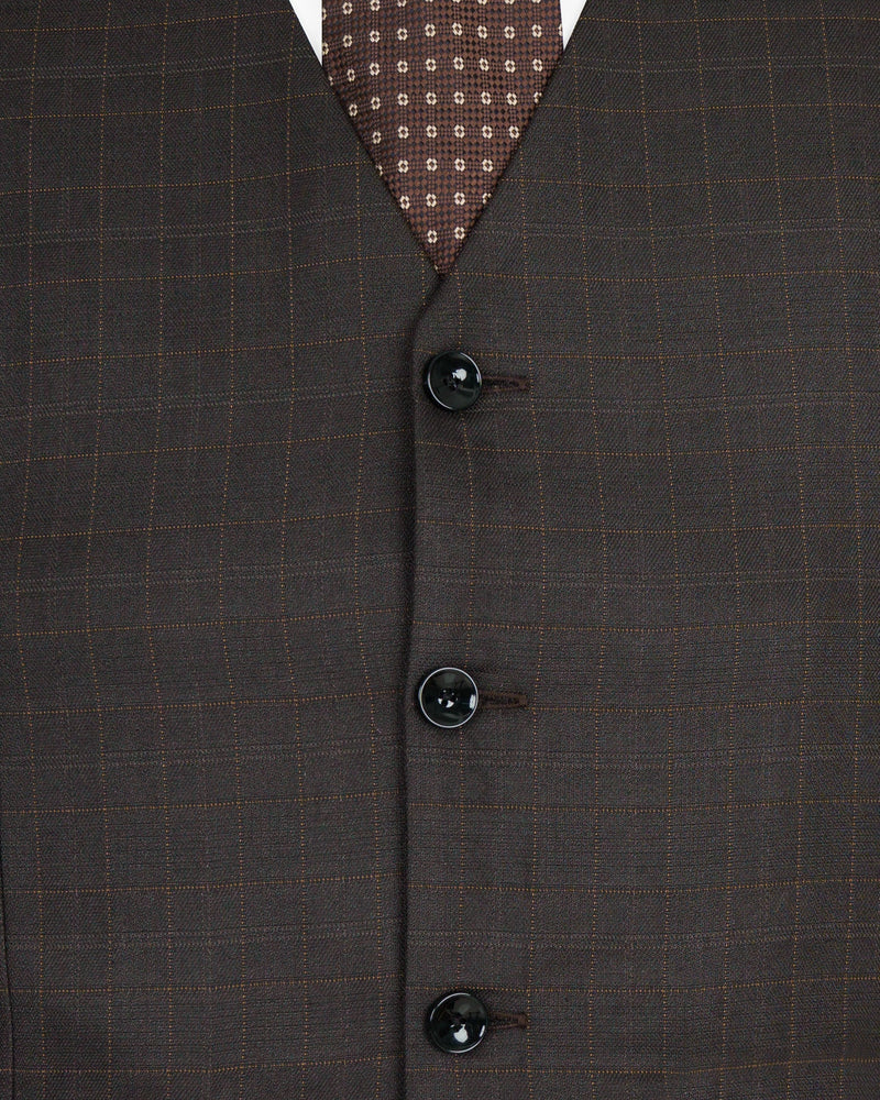 Brown Plaid Wool Rich Waistcoat V1465-36, V1465-38, V1465-40, V1465-42, V1465-44, V1465-46, V1465-48, V1465-50, V1465-52, V1465-54, V1465-56, V1465-58, V1465-60