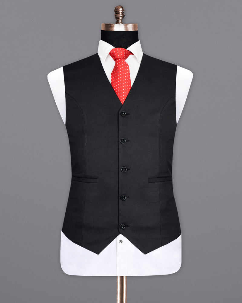 Piano Black Wool Rich Waistcoat V1467-36, V1467-38, V1467-40, V1467-42, V1467-44, V1467-46, V1467-48, V1467-50, V1467-52, V1467-54, V1467-56, V1467-58, V1467-60