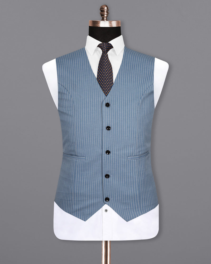 Ship Cove Blue Striped Wool Rich Waistcoat V1504-36, V1504-38, V1504-40, V1504-42, V1504-44, V1504-46, V1504-48, V1504-50, V1504-52, V1504-54, V1504-56, V1504-58, V1504-60