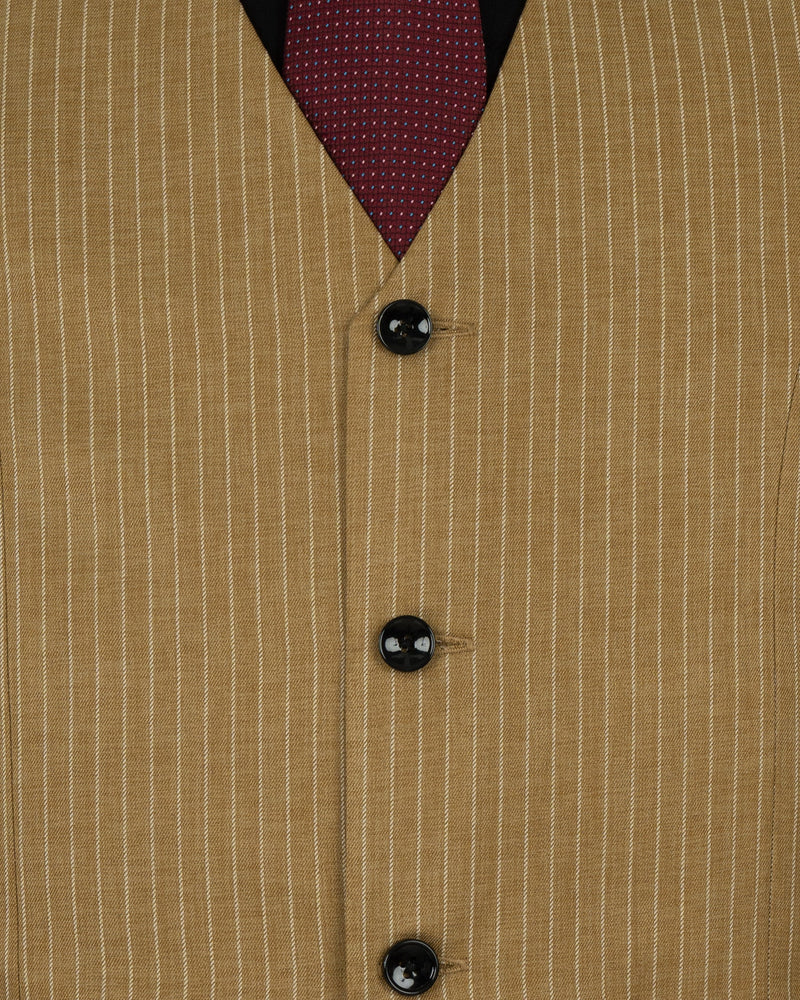 Muesli Brown Striped Wool Rich Waistcoat V1507-36, V1507-38, V1507-40, V1507-42, V1507-44, V1507-46, V1507-48, V1507-50, V1507-52, V1507-54, V1507-56, V1507-58, V1507-60