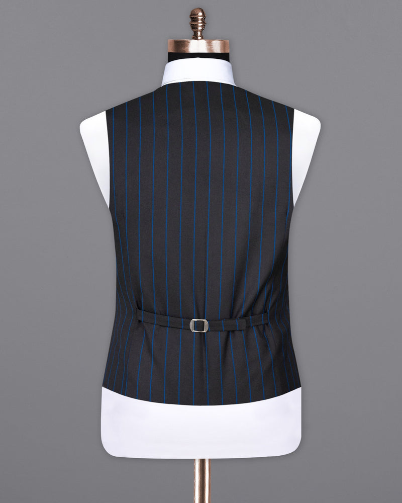 Jade Black Retro Striped Wool Rich Waistcoat V1508-36, V1508-38, V1508-40, V1508-42, V1508-44, V1508-46, V1508-48, V1508-50, V1508-52, V1508-54, V1508-56, V1508-58, V1508-60