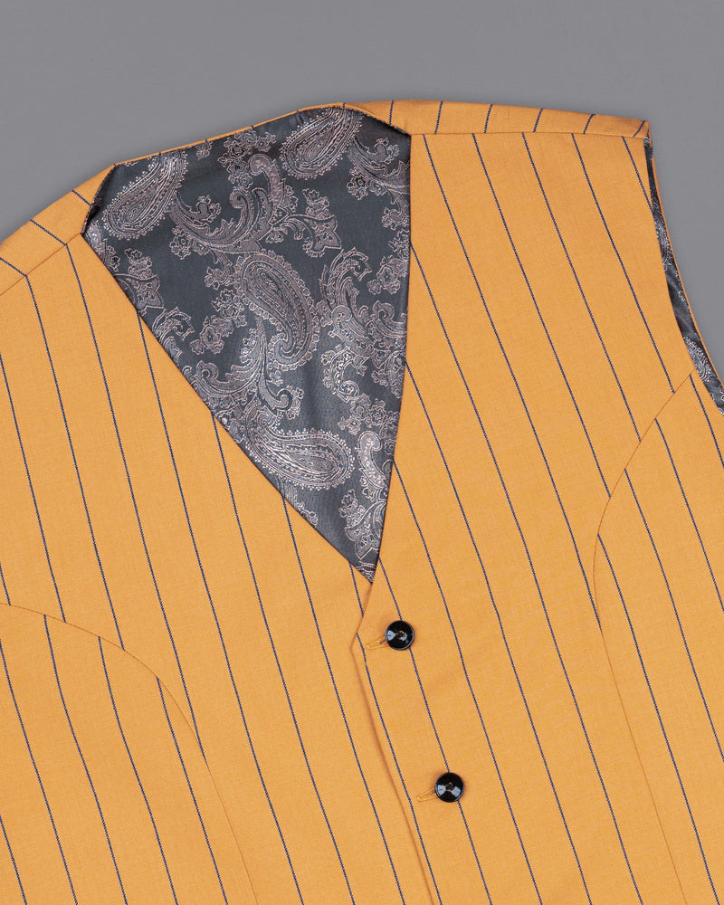 Sunshade Orange Striped Wool Rich Waistcoat V1509-36, V1509-38, V1509-40, V1509-42, V1509-44, V1509-46, V1509-48, V1509-50, V1509-52, V1509-54, V1509-56, V1509-58, V1509-60