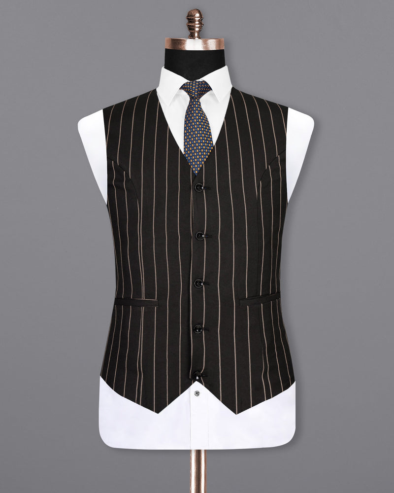 Jade Black Striped Wool Rich Waistcoat V1513-36, V1513-38, V1513-40, V1513-42, V1513-44, V1513-46, V1513-48, V1513-50, V1513-52, V1513-54, V1513-56, V1513-58, V1513-60