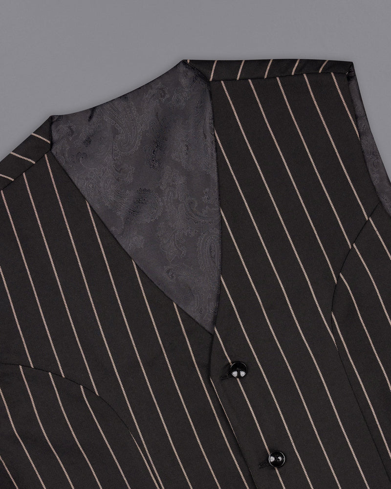 Jade Black Striped Wool Rich Waistcoat V1513-36, V1513-38, V1513-40, V1513-42, V1513-44, V1513-46, V1513-48, V1513-50, V1513-52, V1513-54, V1513-56, V1513-58, V1513-60