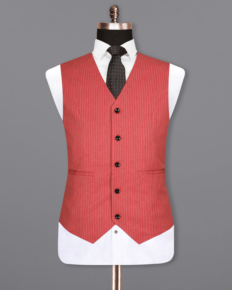 Chestnut Rose Woolrich Striped Waistcoat V1514-36, V1514-38, V1514-40, V1514-42, V1514-44, V1514-46, V1514-48, V1514-50, V1514-52, V1514-54, V1514-56, V1514-58, V1514-60