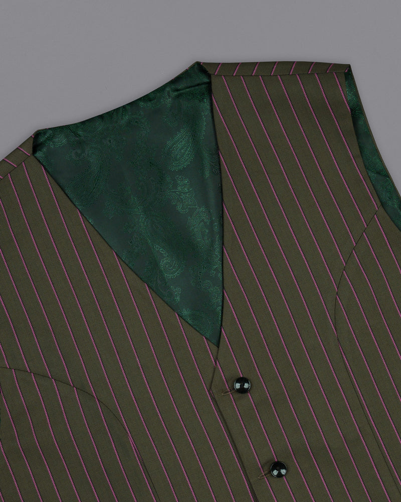 Kelp Green Woolrich Striped Waistcoat V1516-36, V1516-38, V1516-40, V1516-42, V1516-44, V1516-46, V1516-48, V1516-50, V1516-52, V1516-54, V1516-56, V1516-58, V1516-60