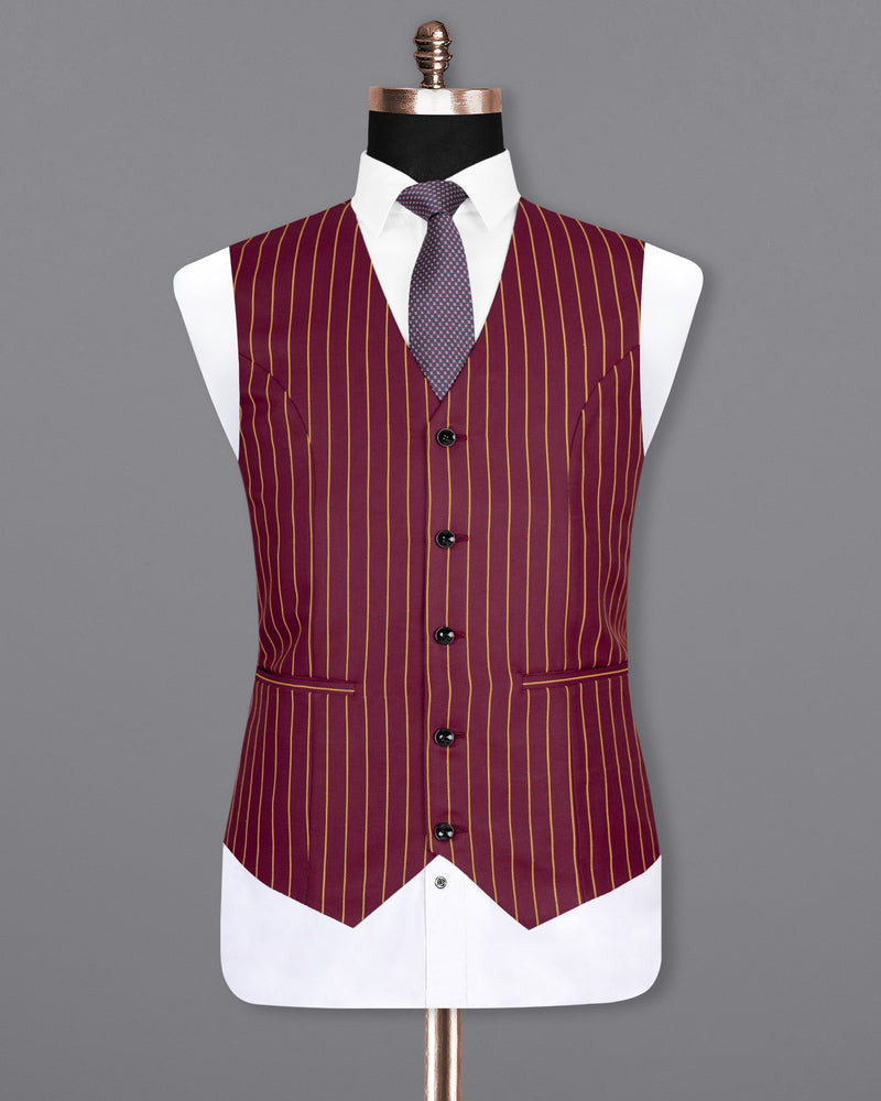 Paprika Maroon Striped Wool Rich Waistcoat V1517-36, V1517-38, V1517-40, V1517-42, V1517-44, V1517-46, V1517-48, V1517-50, V1517-52, V1517-54, V1517-56, V1517-58, V1517-60