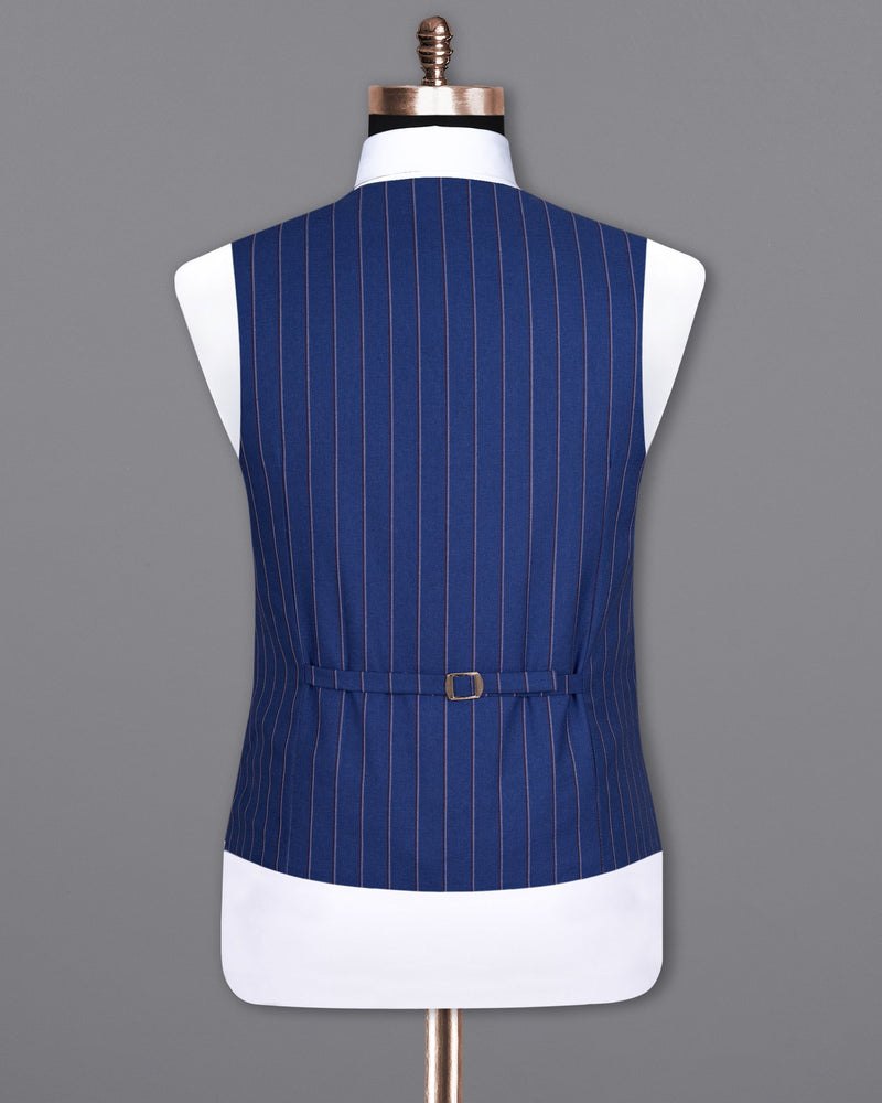 Bahama Blue Striped Woolrich Waistcoat V1521-36, V1521-38, V1521-40, V1521-42, V1521-44, V1521-46, V1521-48, V1521-50, V1521-52, V1521-54, V1521-56, V1521-58, V1521-60