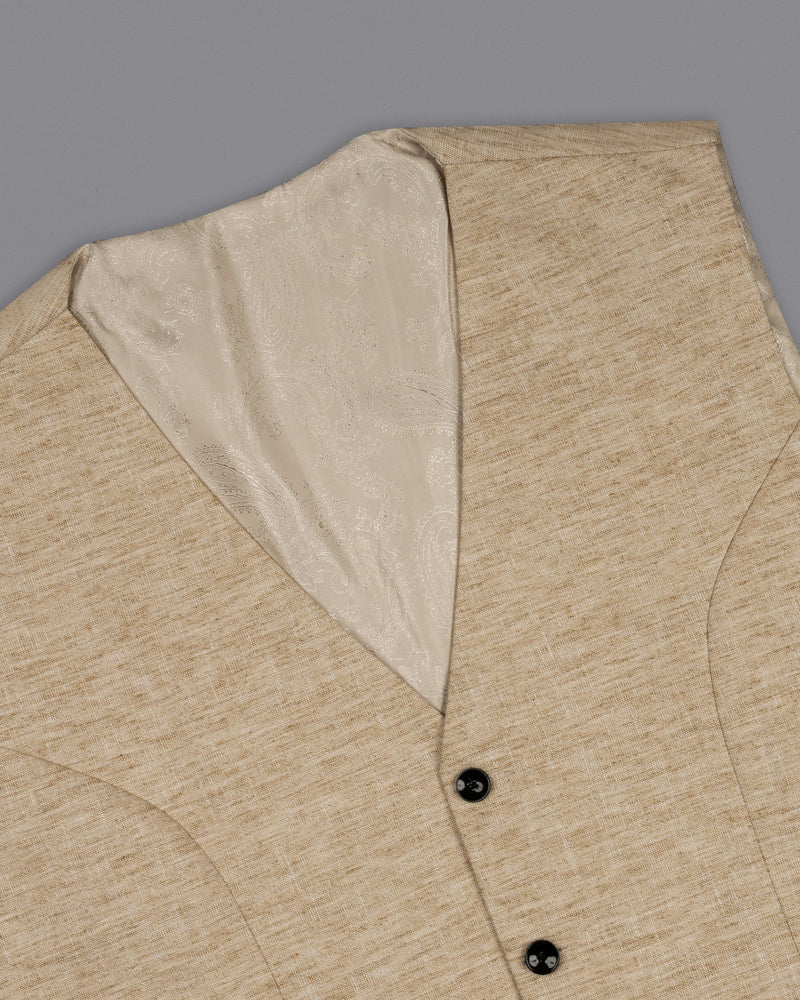 Sandrift Brown Luxurious Linen Sports Waistcoat V1559-36, V1559-38, V1559-40, V1559-42, V1559-44, V1559-46, V1559-48, V1559-50, V1559-52, V1559-54, V1559-56, V1559-58, V1559-60