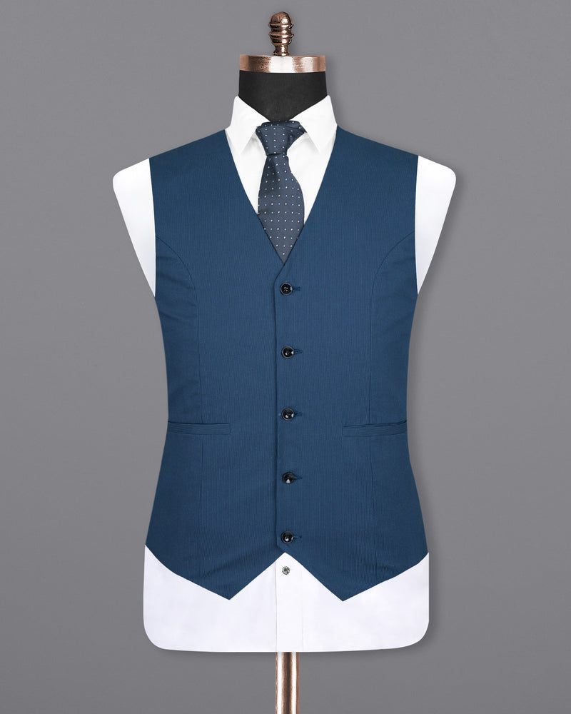 San Juan Blue Subtle Striped Premium Cotton Sports Waistcoat V1569-36, V1569-38, V1569-40, V1569-42, V1569-44, V1569-46, V1569-48, V1569-50, V1569-52, V1569-54, V1569-56, V1569-58, V1569-60