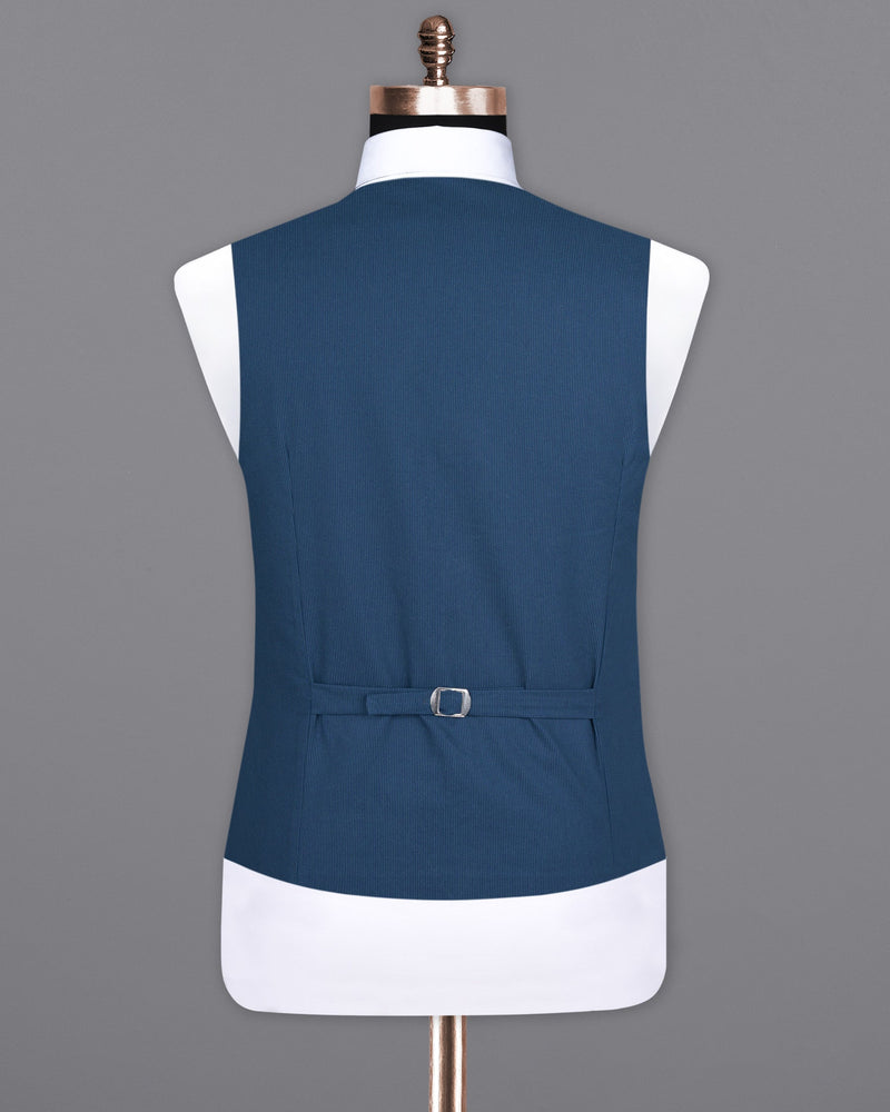 San Juan Blue Subtle Striped Premium Cotton Sports Waistcoat V1569-36, V1569-38, V1569-40, V1569-42, V1569-44, V1569-46, V1569-48, V1569-50, V1569-52, V1569-54, V1569-56, V1569-58, V1569-60