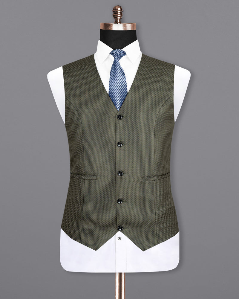 Scrub Green with jade black textured Wool Rich Waistcoat V1574-36, V1574-38, V1574-40, V1574-42, V1574-44, V1574-46, V1574-48, V1574-50, V1574-52, V1574-54, V1574-56, V1574-58, V1574-60