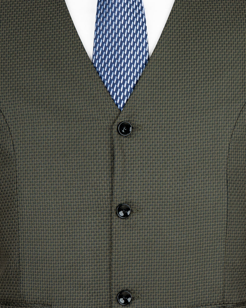 Scrub Green with jade black textured Wool Rich Waistcoat V1574-36, V1574-38, V1574-40, V1574-42, V1574-44, V1574-46, V1574-48, V1574-50, V1574-52, V1574-54, V1574-56, V1574-58, V1574-60