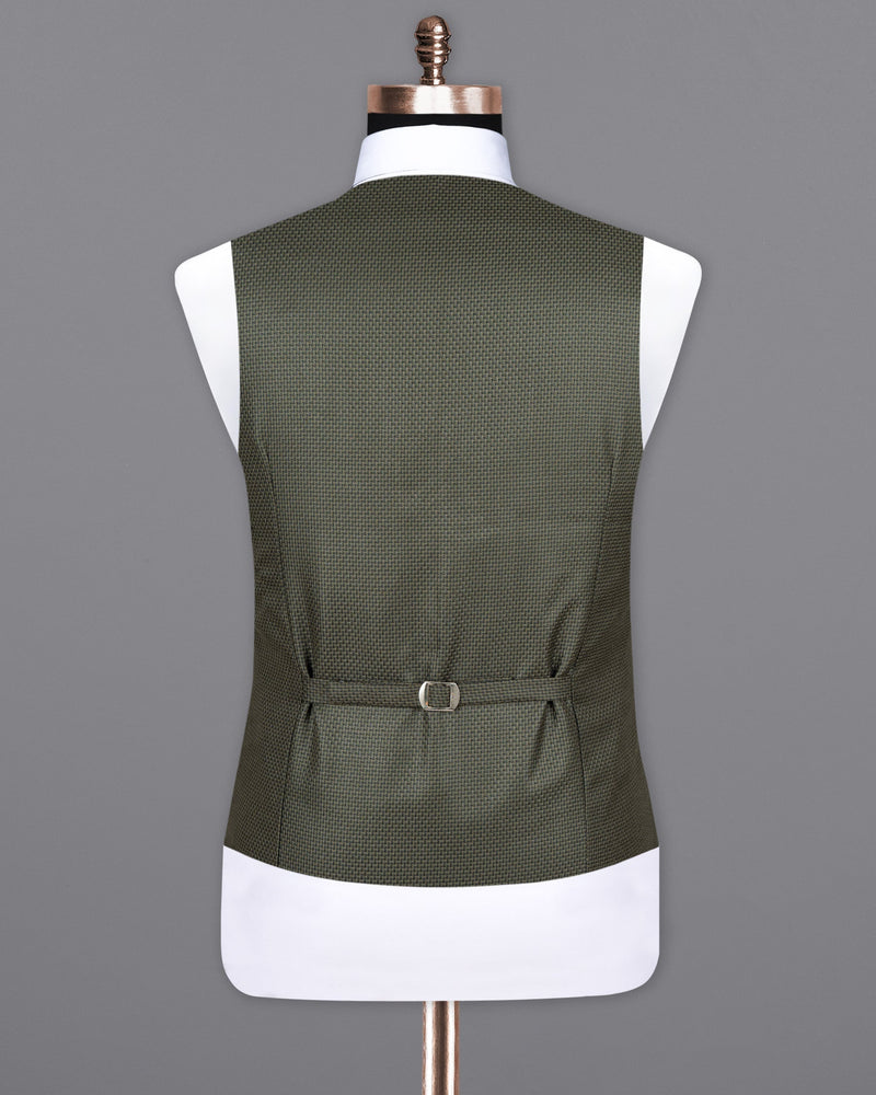 Scrub Green with jade black textured Wool Rich Waistcoat V1574-36, V1574-38, V1574-40, V1574-42, V1574-44, V1574-46, V1574-48, V1574-50, V1574-52, V1574-54, V1574-56, V1574-58, V1574-60