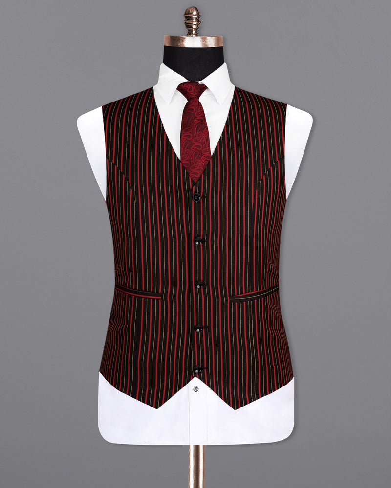 Jade Black Striped Wool Rich Waistcoat V1584-36, V1584-38, V1584-40, V1584-42, V1584-44, V1584-46, V1584-48, V1584-50, V1584-52, V1584-54, V1584-56, V1584-58, V1584-60